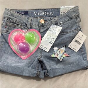 Vigoss Girls' Light Blue Denim Shorts with Star Detail